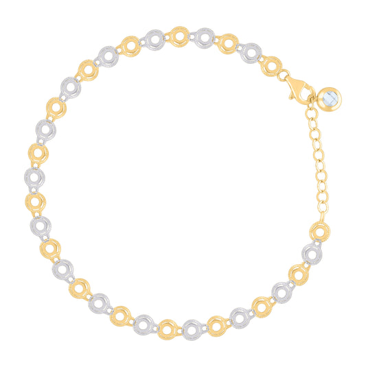 10K Two-tone Gold Womens Cubic-Zirconia Fashion Link Bracelet Size 8 Inches
