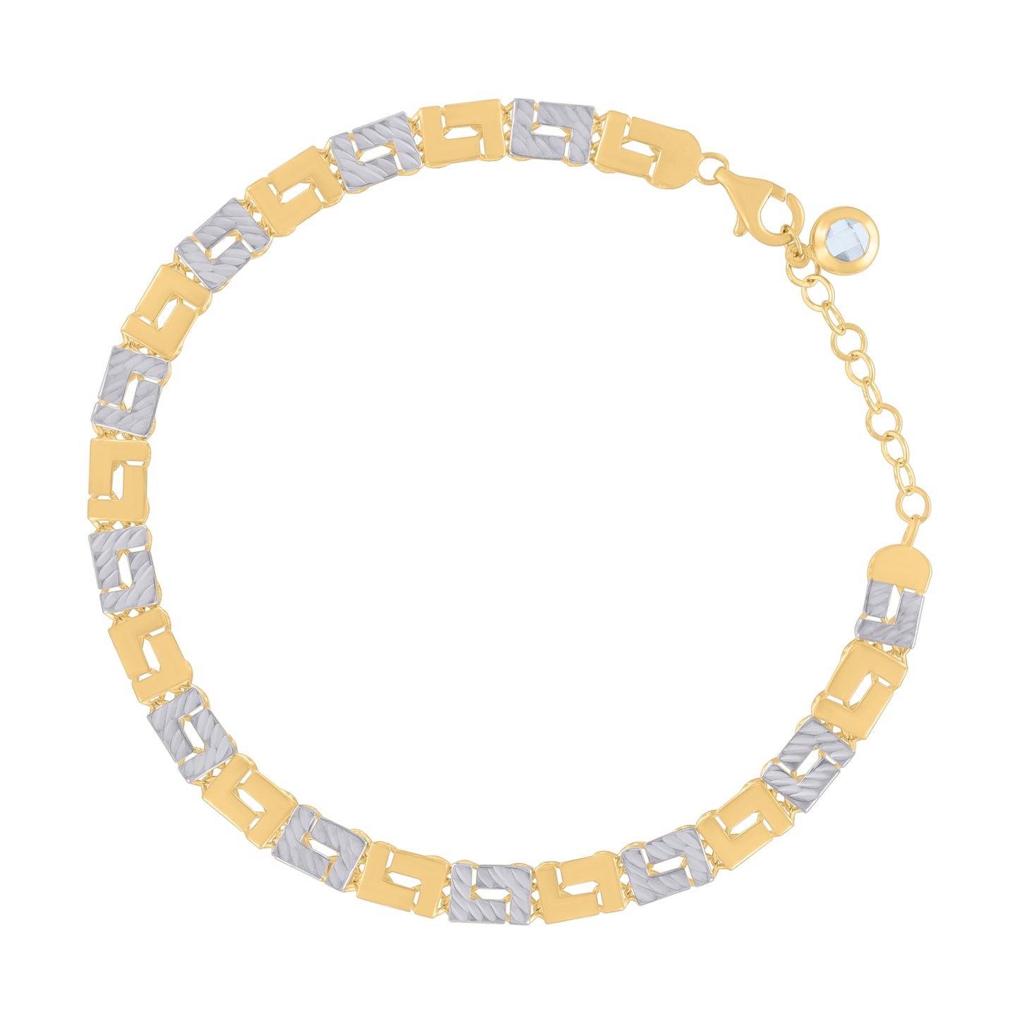 10K Two-tone Gold Womens Cubic-Zirconia Fashion Link Bracelet Size 8 Inches