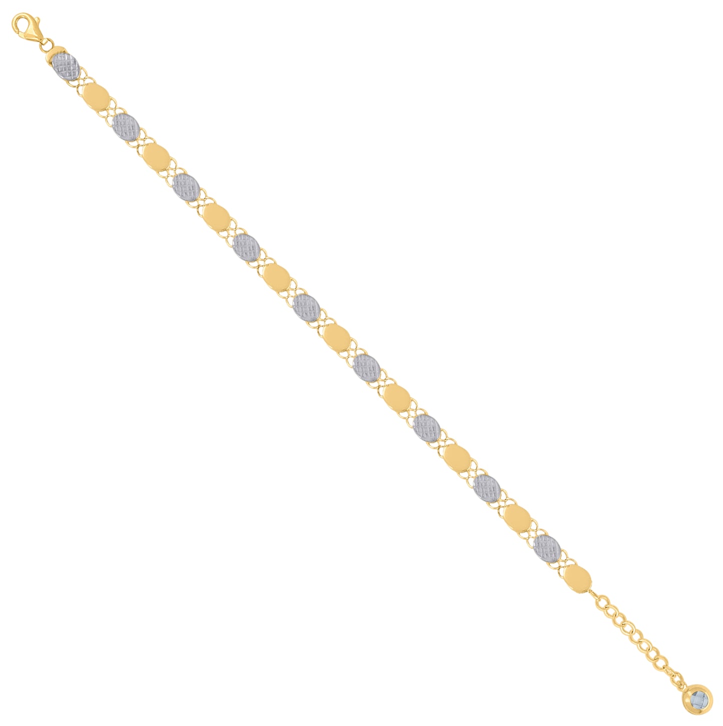 10K Two-tone Gold Womens Cubic-Zirconia Fashion Link Bracelet Size 8 Inches