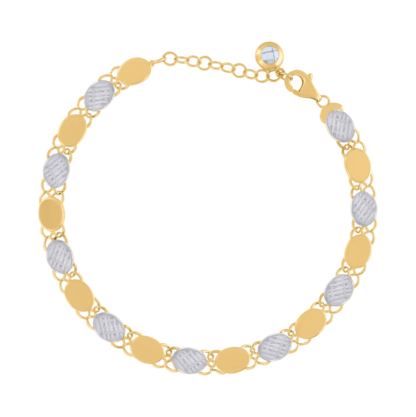 10K Two-tone Gold Womens Cubic-Zirconia Fashion Link Bracelet Size 8 Inches