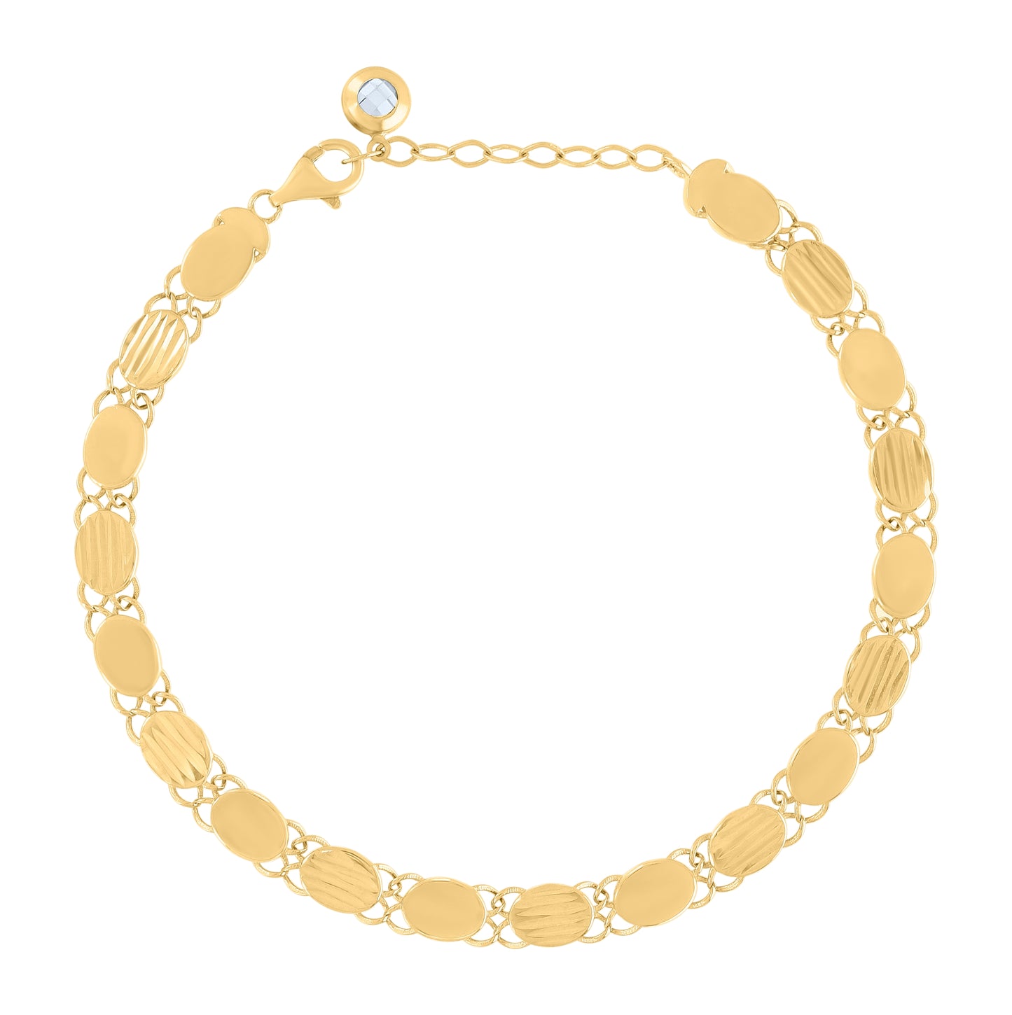 10K Yellow Gold Womens Cubic-Zirconia Fashion Link Bracelet Size 8 Inches