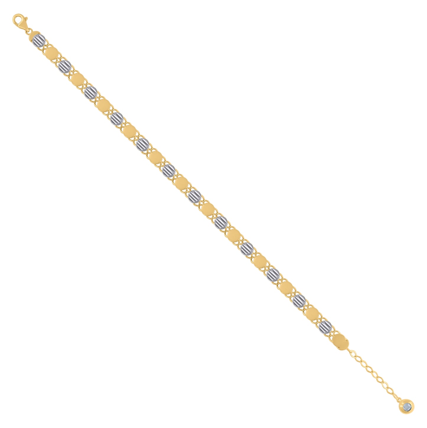 10K Two-tone Gold Womens Cubic-Zirconia Fashion Link Bracelet Size 8 Inches