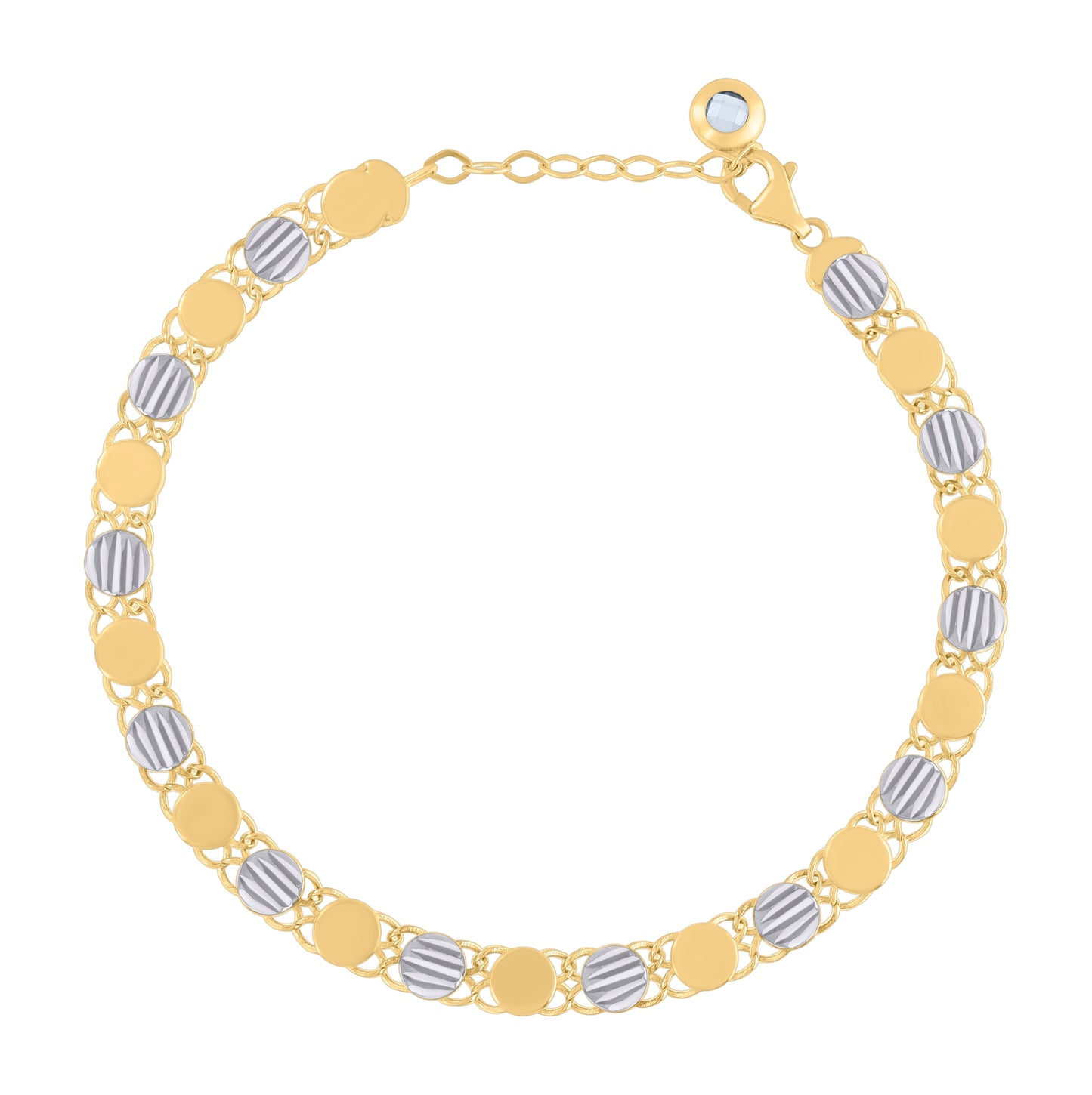 10K Two-tone Gold Womens Cubic-Zirconia Fashion Link Bracelet Size 8 Inches