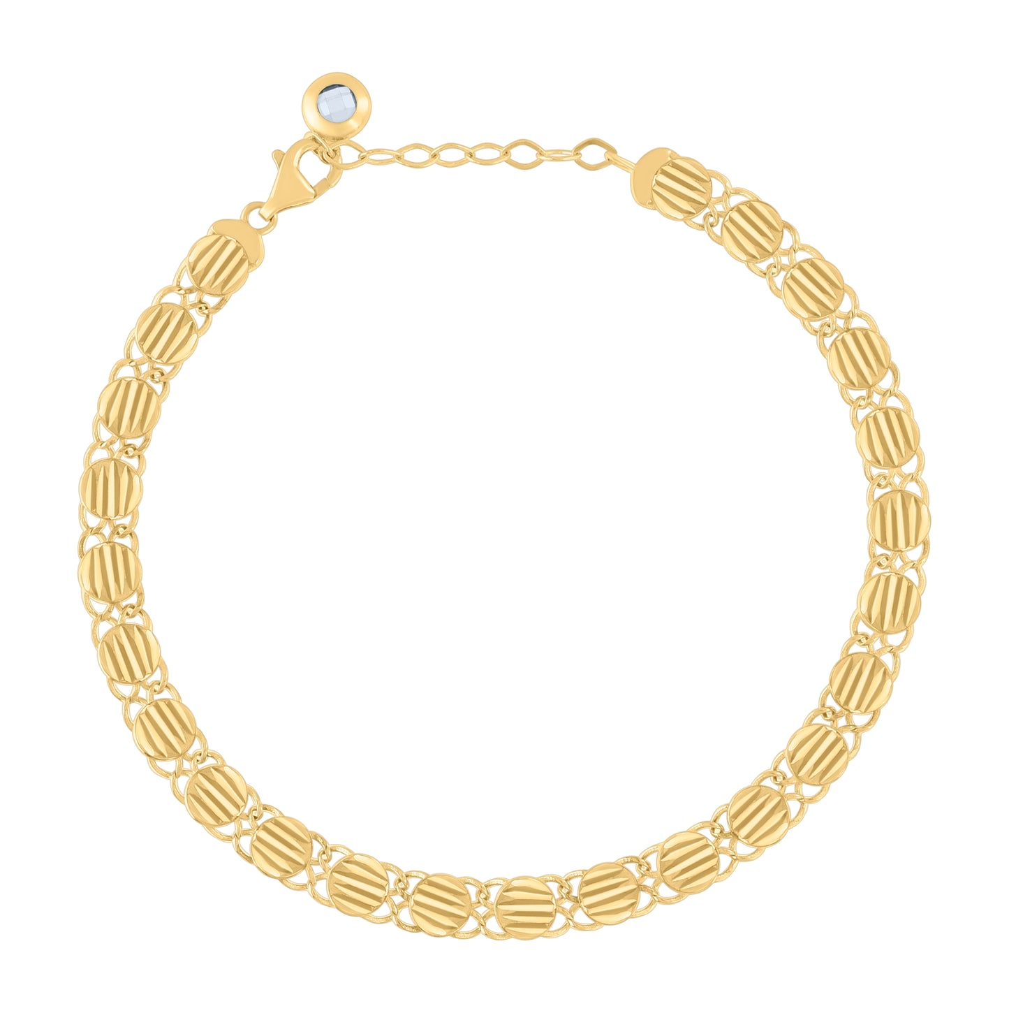 10K Yellow Gold Womens Cubic-Zirconia Fashion Link Bracelet Size 8 Inches