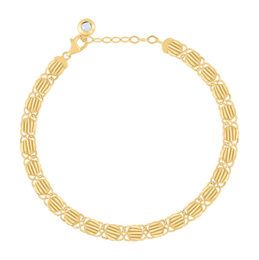 10K Yellow Gold Womens Cubic-Zirconia Fashion Link Bracelet Size 8 Inches