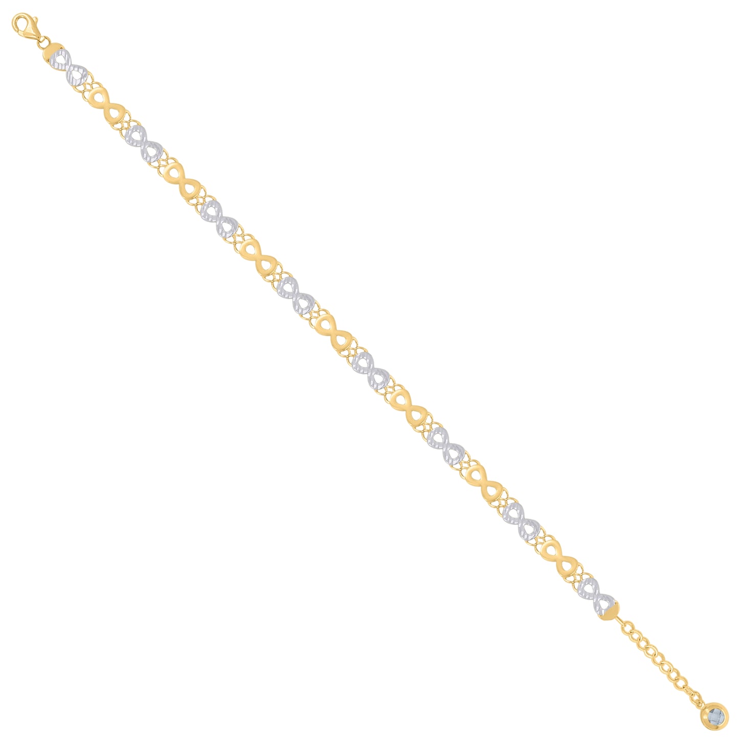 10K Two-tone Gold Womens Cubic-Zirconia Infinity Link Bracelet Size 8 Inches