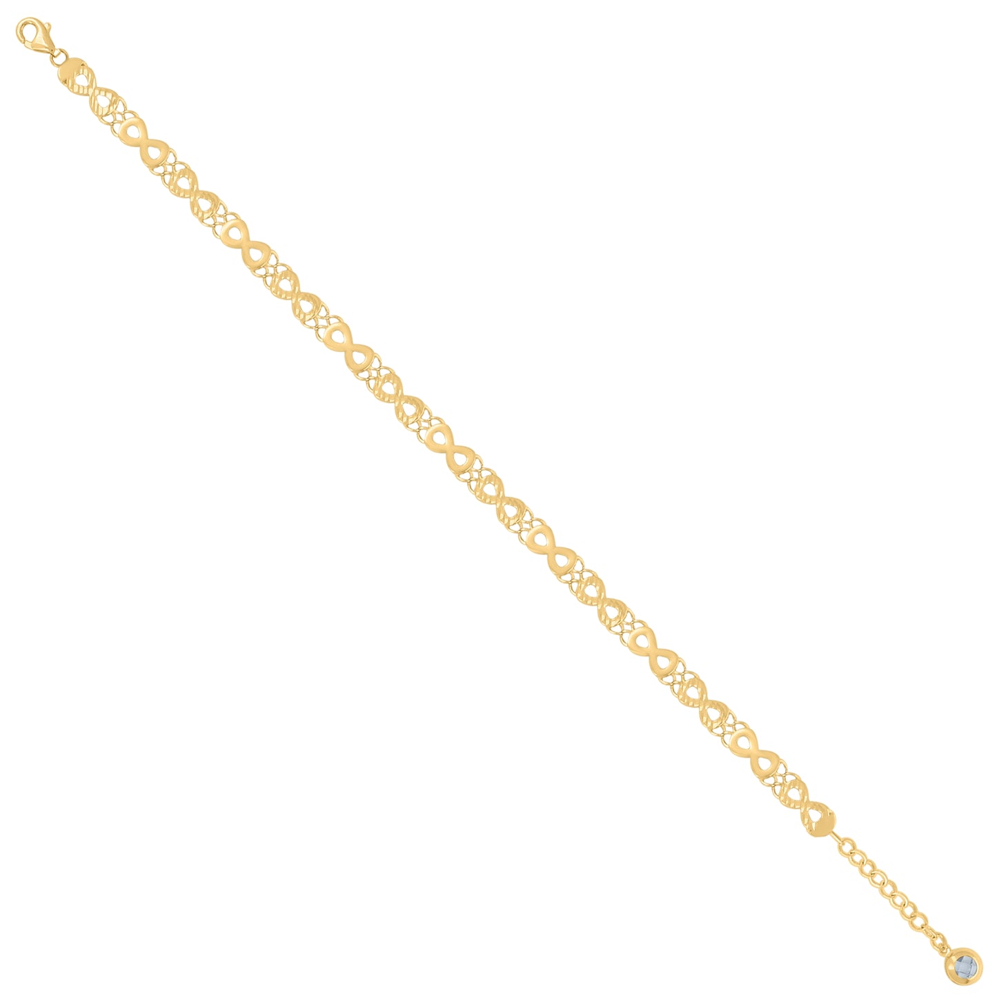 10K Yellow Gold Womens Cubic-Zirconia Infinity Link Bracelet Size 8 Inches