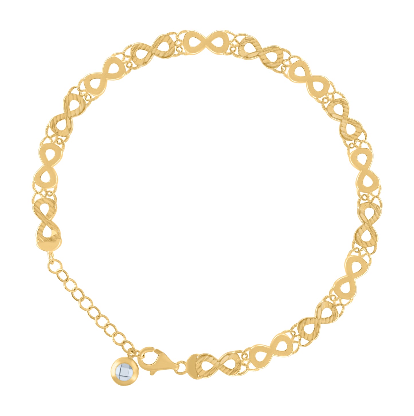 10K Yellow Gold Womens Cubic-Zirconia Infinity Link Bracelet Size 8 Inches