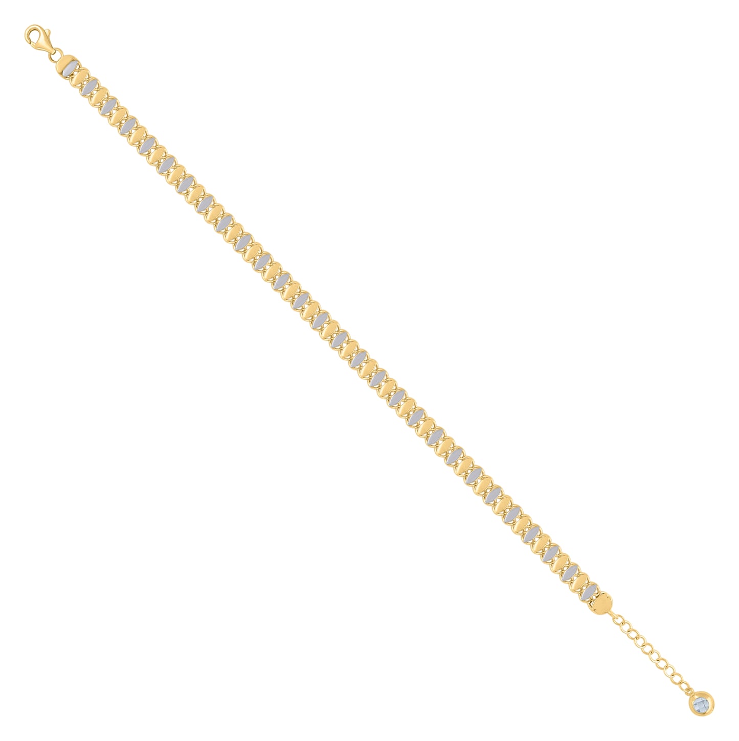 10K Two-tone Gold Womens Cubic-Zirconia Fashion Link Bracelet Size 8 Inches