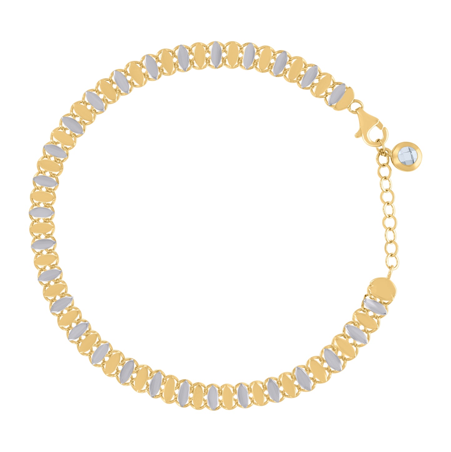 10K Two-tone Gold Womens Cubic-Zirconia Fashion Link Bracelet Size 8 Inches