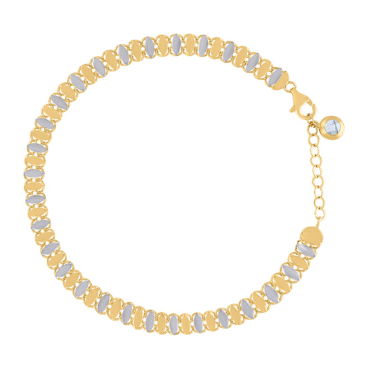 10K Two-tone Gold Womens Cubic-Zirconia Fashion Link Bracelet Size 8 Inches