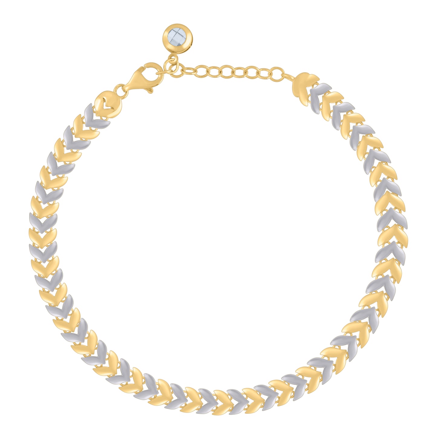 10K Two-tone Gold Womens Cubic-Zirconia Fashion Link Bracelet Size 8 Inches