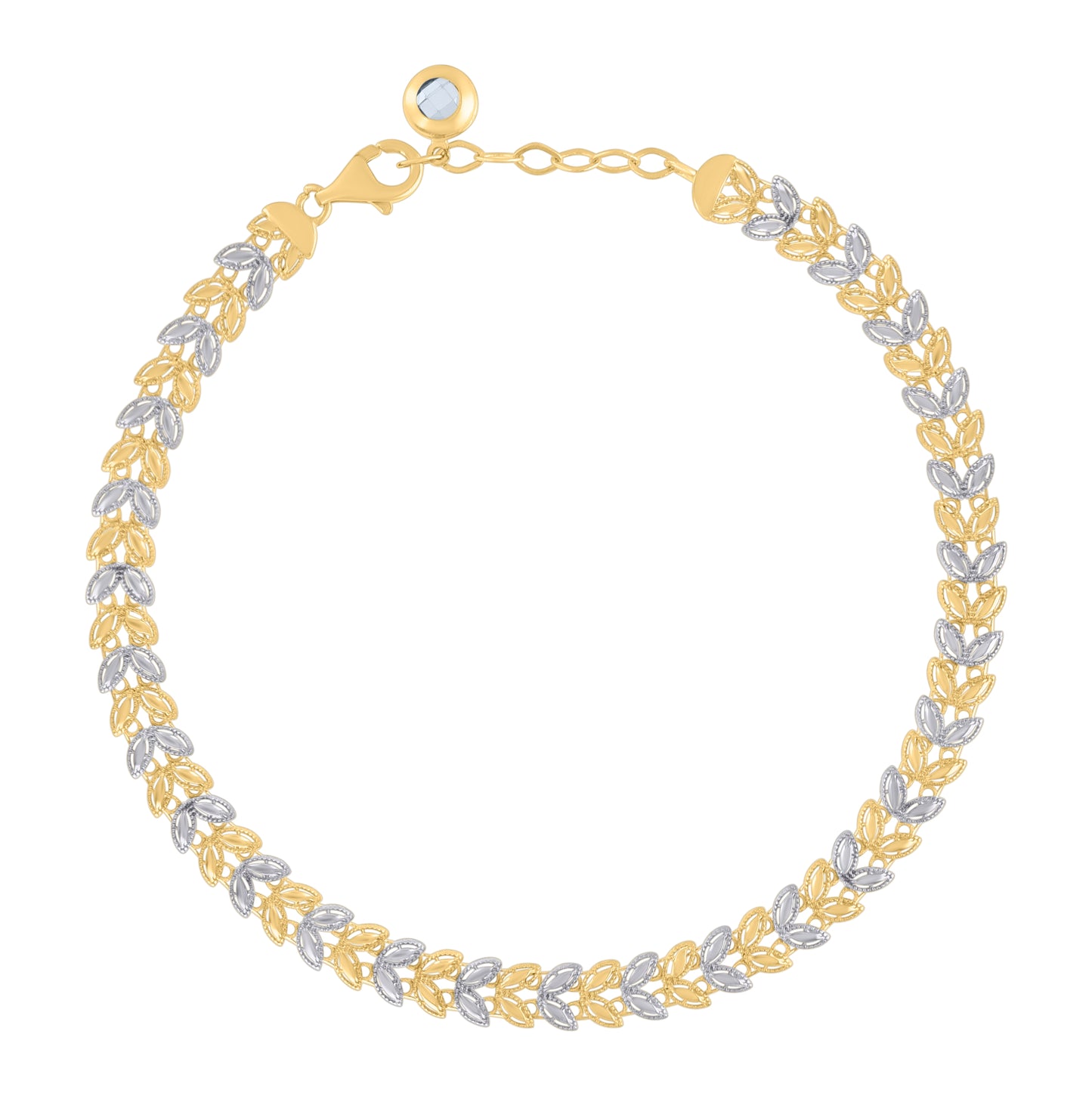 10K Two-tone Gold Womens Cubic-Zirconia Fashion Link Bracelet Size 8 Inches