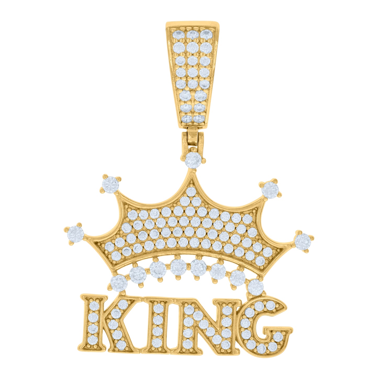 Sterling Silver Mens Cubic-Zirconia KING Fashion Charm Pendant
