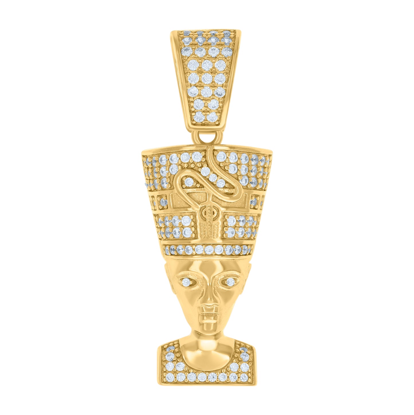 Sterling Silver Mens Cubic-Zirconia Egyptian Queen Nefertiti Fashion Charm Pendant