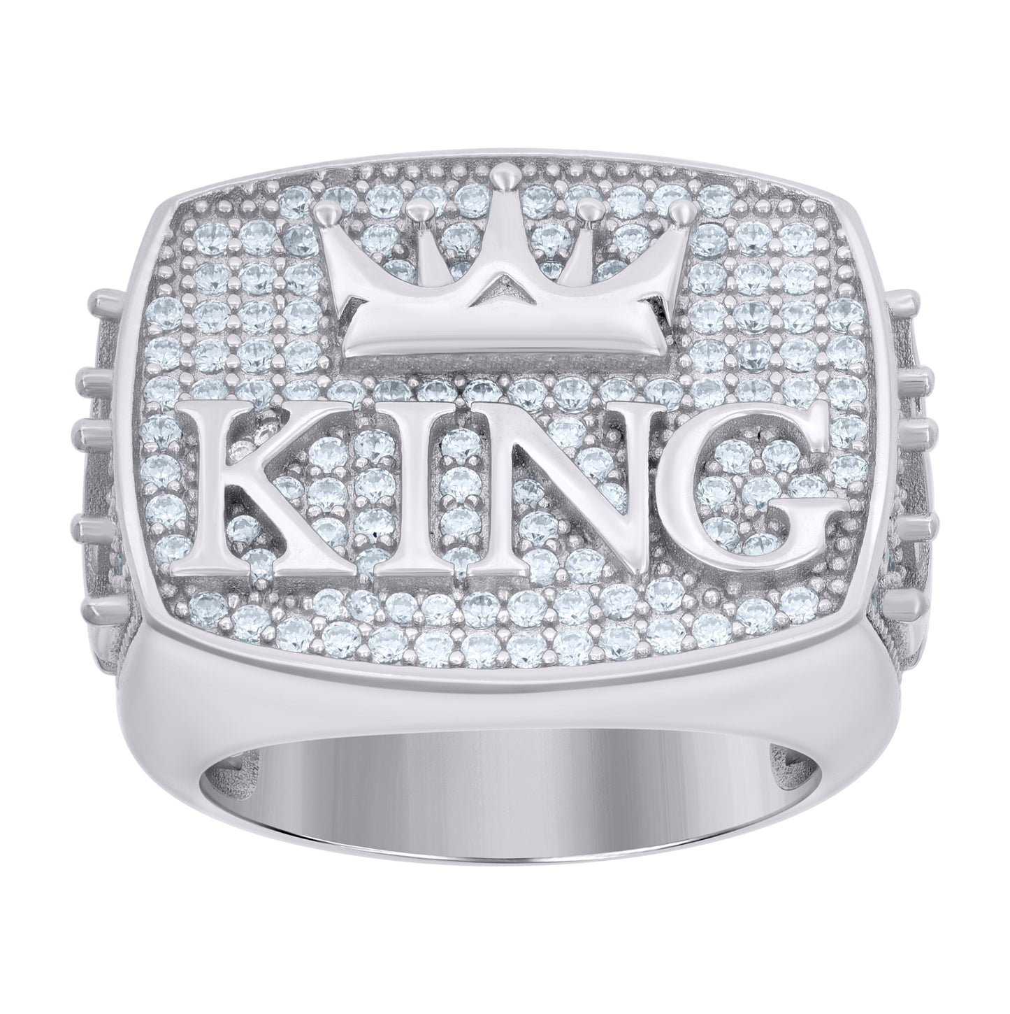 Sterling Silver Mens Cubic-Zirconia KING Fashion Bridal Anniversary Wedding Engagement Band Ring
