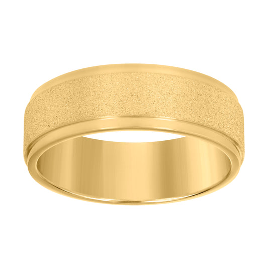 Stainless Steel Yellow-tone Mens Stone Finish Comfort-Fit Bridal Anniversary Engagement Wedding Band 8mm