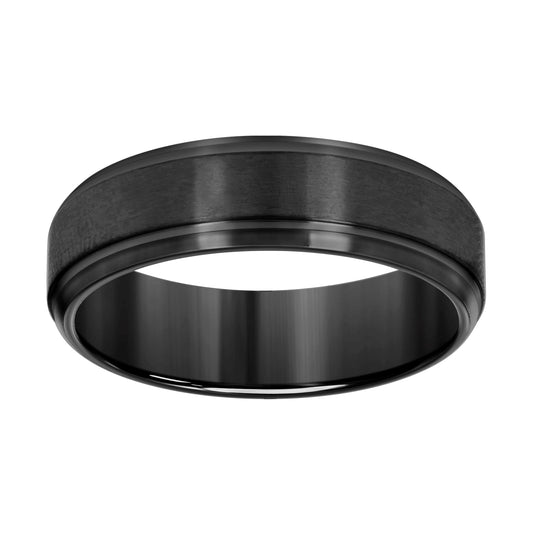 Stainless Steel Black-tone Men's Comfort-Fit Bridal Anniversary Engagement Wedding Band 7mm
