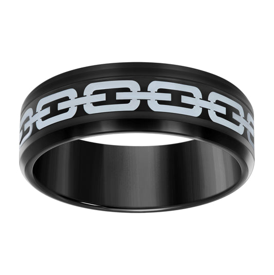 Stainless Steel Black-tone Mens Comfort-Fit Bridal Anniversary Engagement Wedding Band 8mm