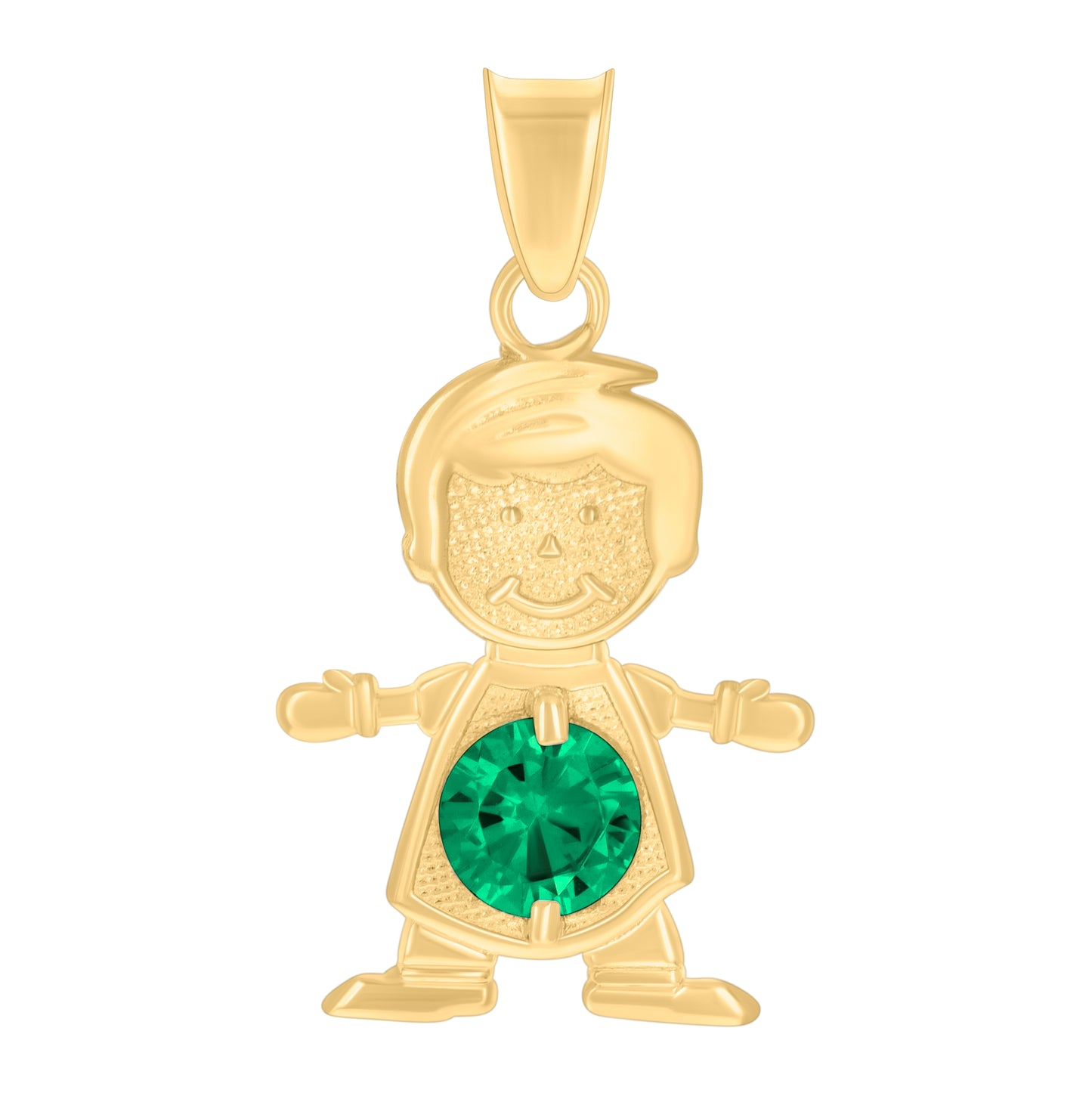 10K Yellow Gold Mens Green Cubic-Zirconia Boy May Birthstone Charm Pendant