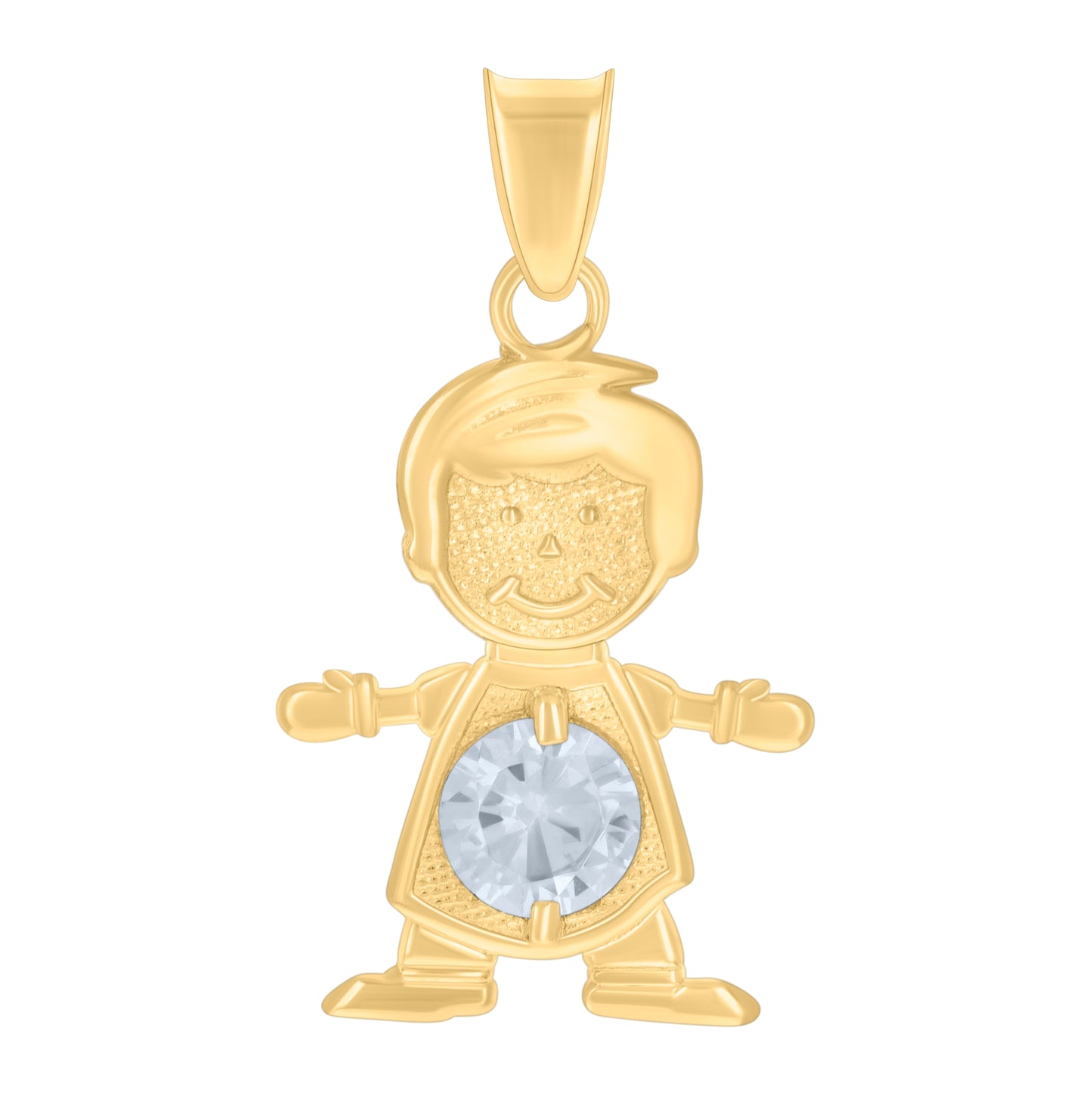 10K Yellow Gold Mens Cubic-Zirconia Boy April Birthstone Charm Pendant