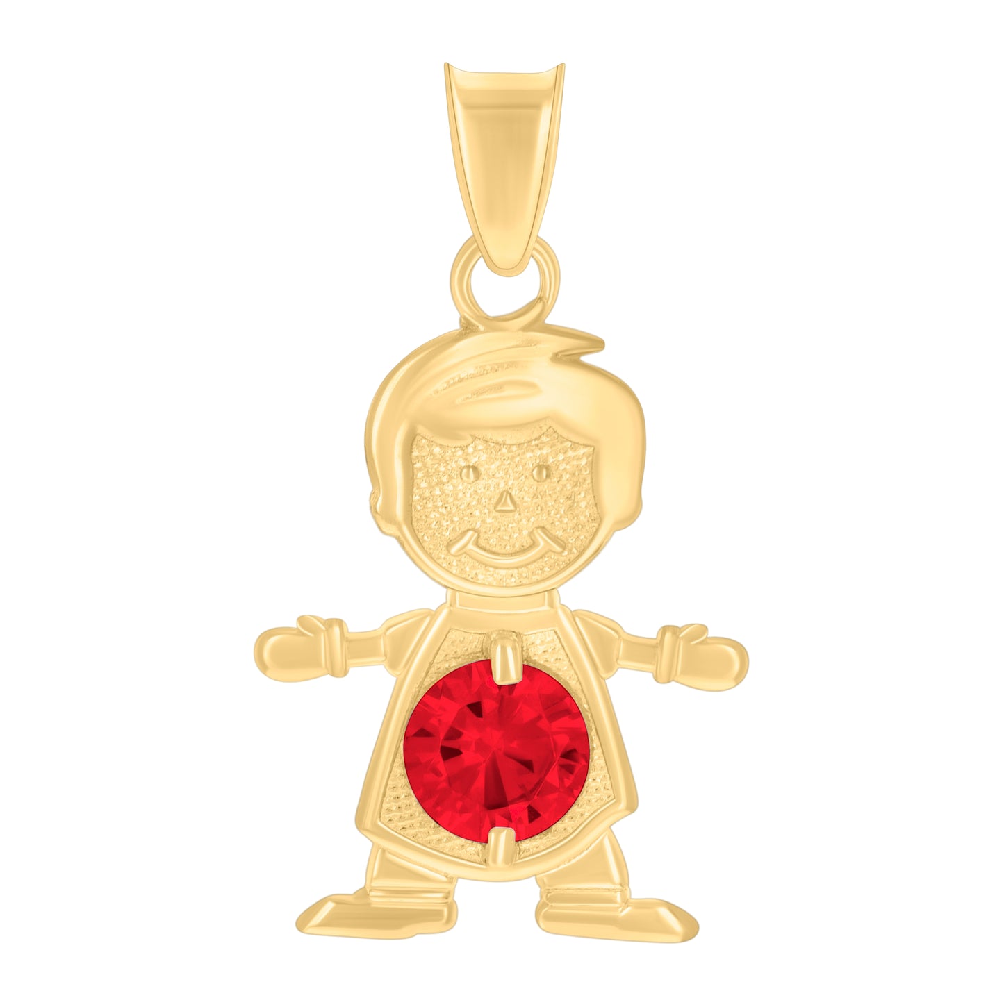 10K Yellow Gold Mens Red Cubic-Zirconia Boy January Birthstone Charm Pendant
