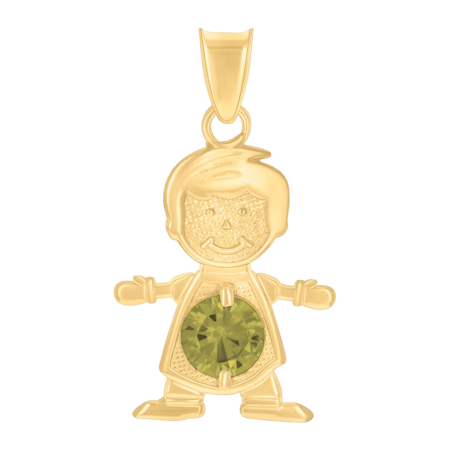 10K Yellow Gold Mens Green Cubic-Zirconia Boy August Birthstone Charm Pendant