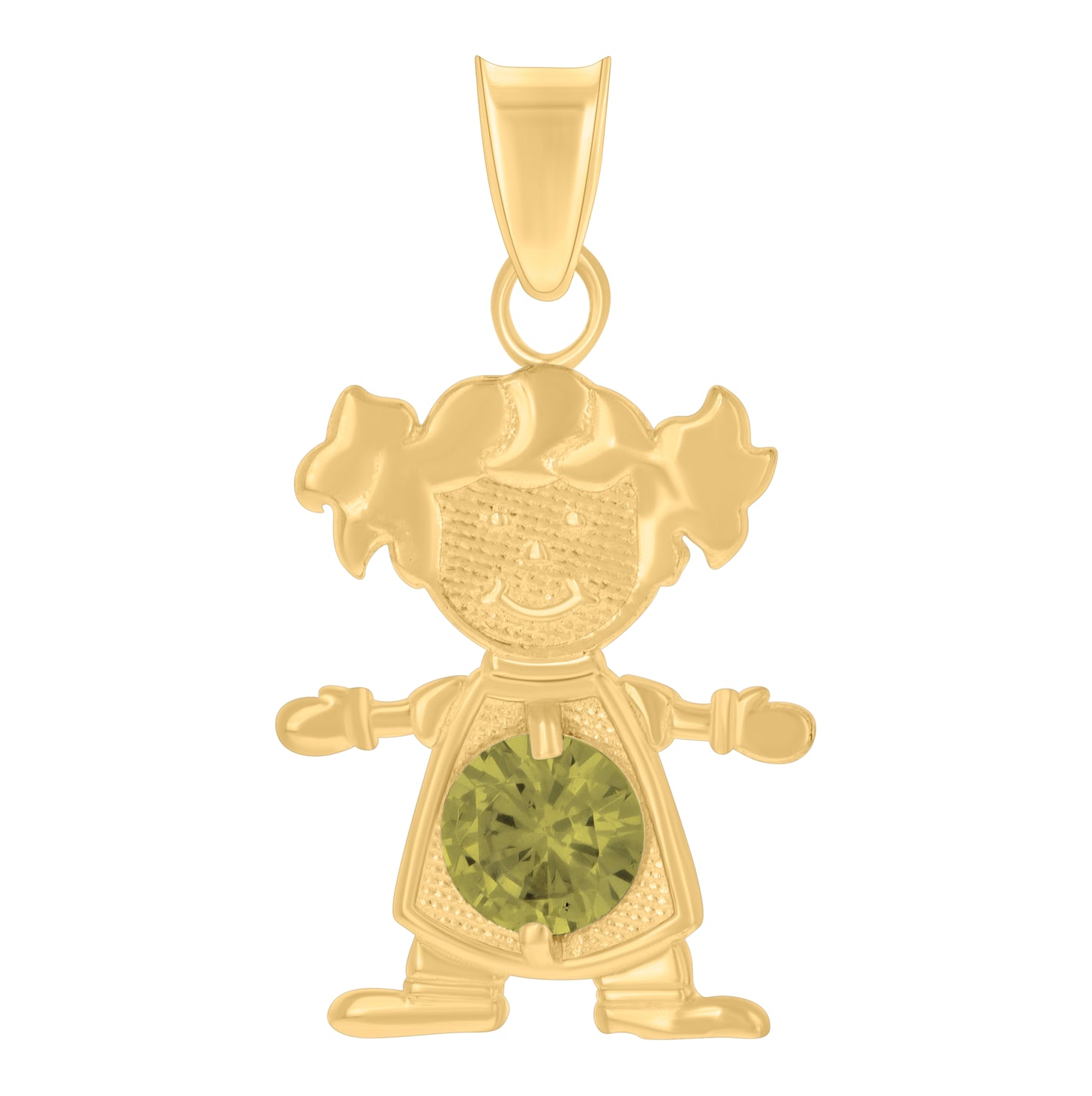 10K Yellow Gold Womens Green Cubic-Zirconia Girl August Birthstone Charm Pendant