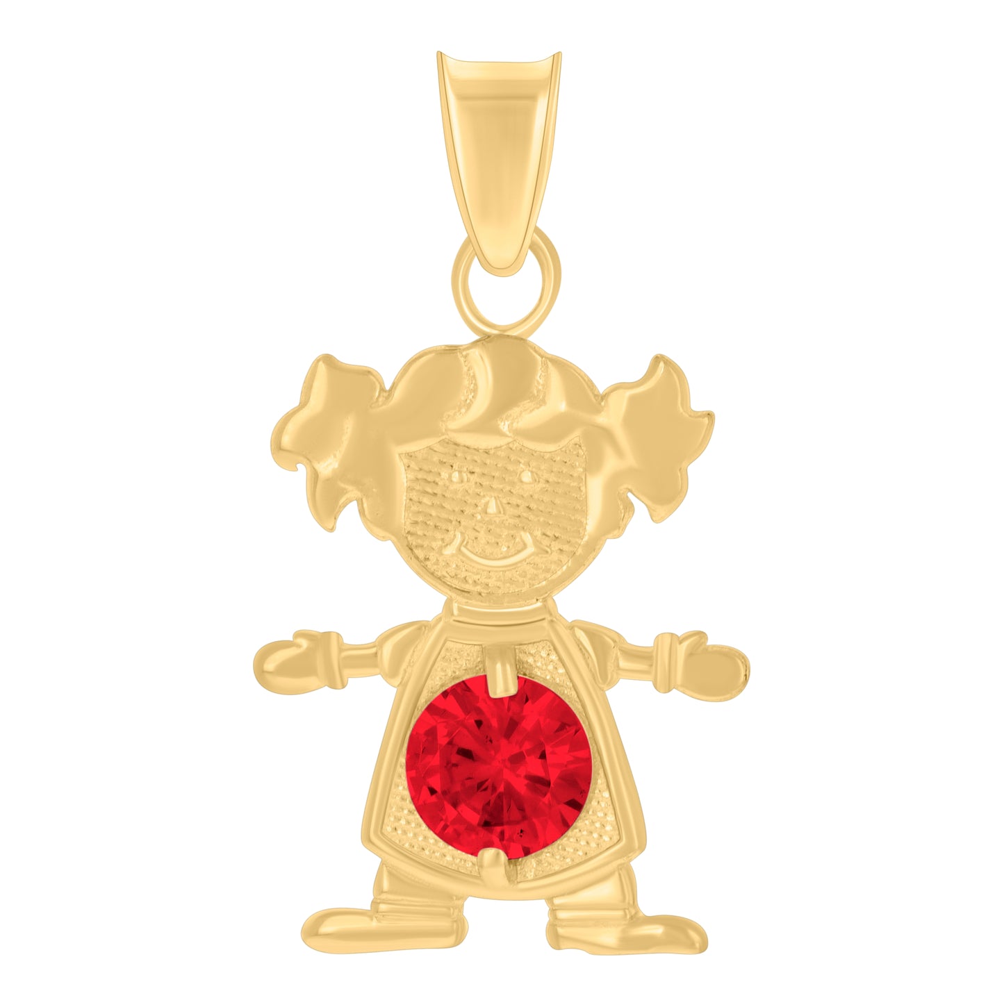 10K Yellow Gold Womens Red Cubic-Zirconia Girl January Birthstone Charm Pendant