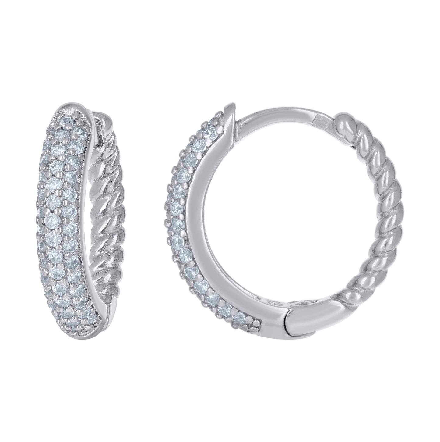Sterling Silver Womens Cubic-Zirconia Fashion Hoop Huggies Earrings