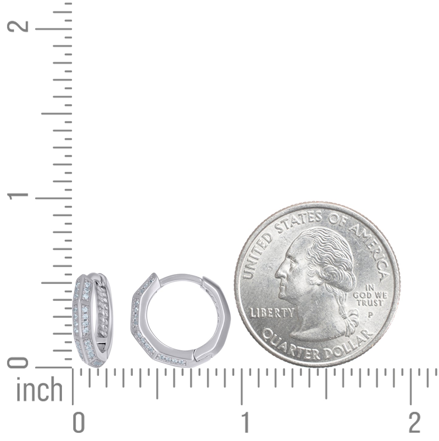 Sterling Silver Womens Cubic-Zirconia Fashion Hoop Huggies Earrings
