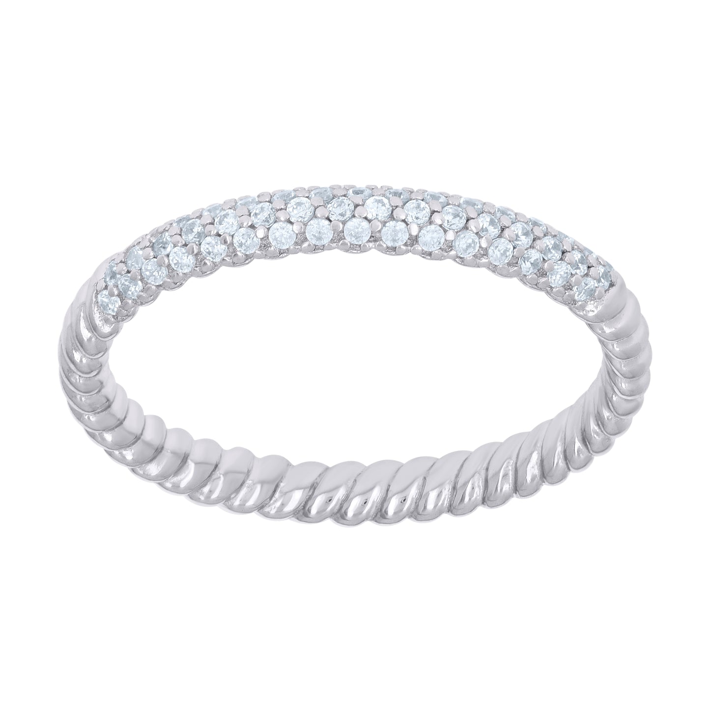 Sterling Silver Womens Round Cubic-Zirconia Twisted Bridal Anniversary Engagement Wedding Ring S5-S9