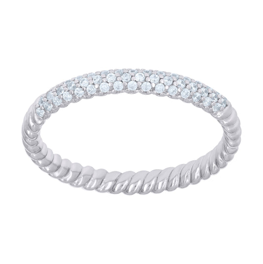 Sterling Silver Womens Round Cubic-Zirconia Twisted Bridal Anniversary Engagement Wedding Ring S5-S9