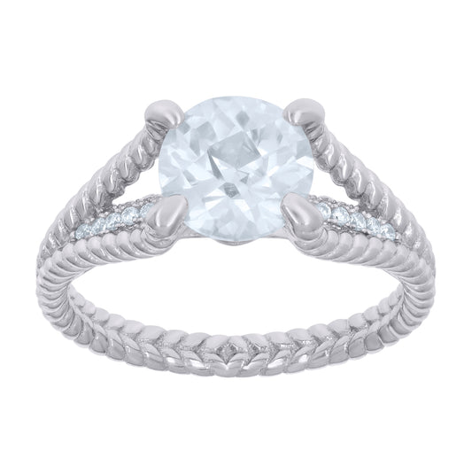 Sterling Silver Womens Cubic-Zirconia Rope Fashion Bridal Anniversary Engagement Wedding Ring
