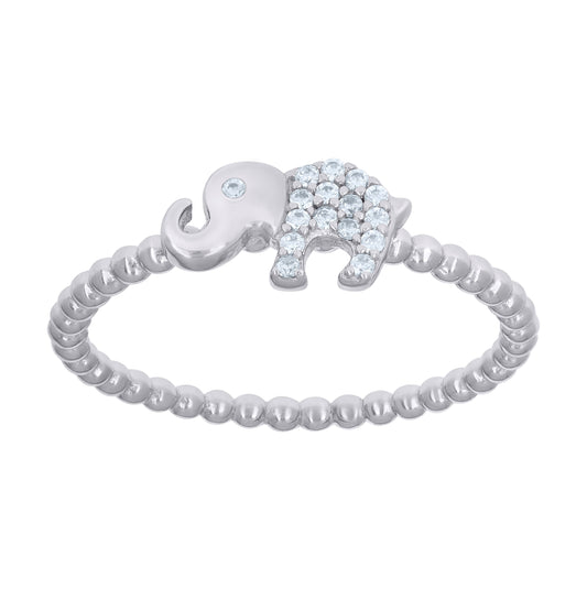 Sterling Silver Womens Cubic-Zirconia Elephant Fashion Bridal Anniversary Wedding Engagement Band Ring