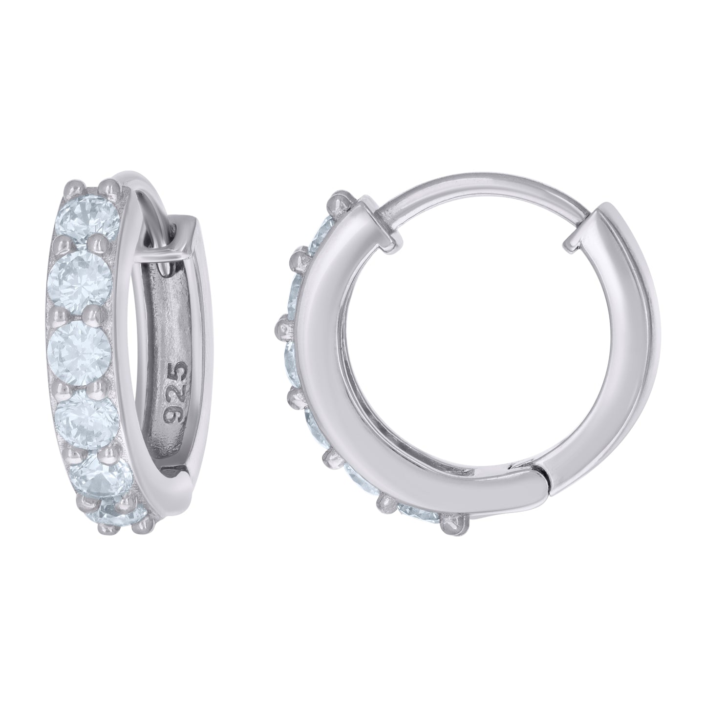 Sterling Silver Womens Cubic-Zirconia Fashion Hoop Huggies Earrings
