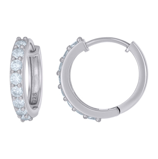 Sterling Silver Womens Cubic-Zirconia Fashion Hoop Huggies Earrings
