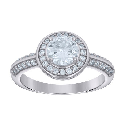 Sterling Silver Women's Cubic-Zirconia Round Head Fashion Bridal Anniversary Wedding Engagement Band Ring