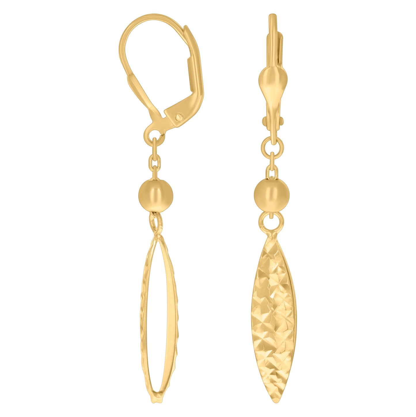 14K Yellow Gold Womens Marquise Fashion Danglers Earrings