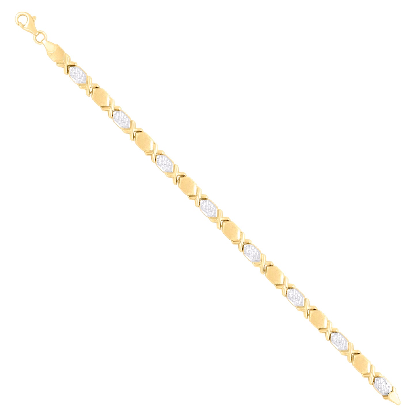 10K Two-tone Gold Womens Stampato Bracelet Size 8 Inches