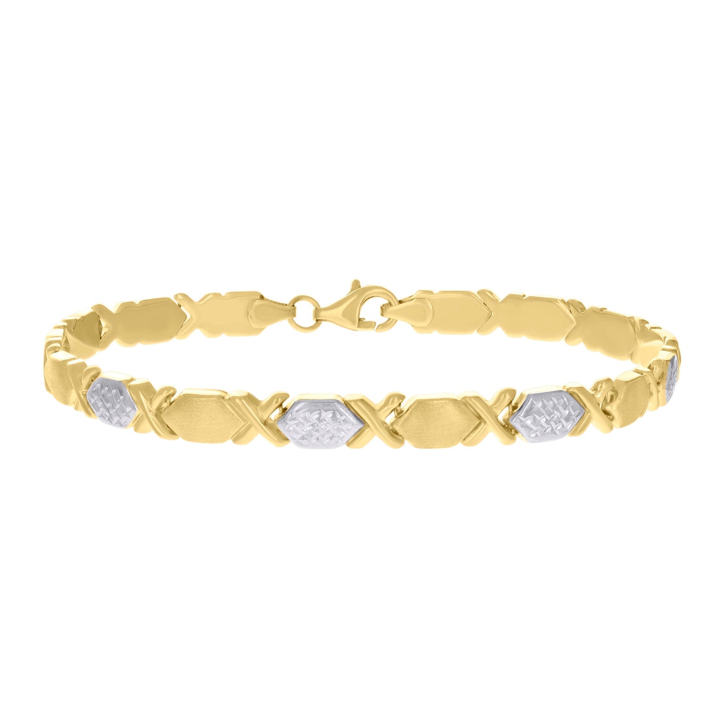 10K Two-tone Gold Womens Stampato Bracelet Size 8 Inches