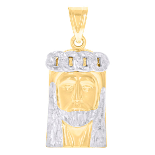 10K Two-tone Gold Mens Jesus Religious Charm Pendant