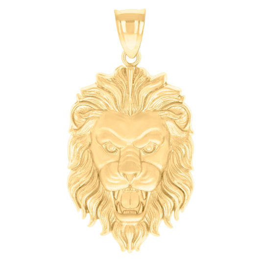 10K Yellow Gold Mens Leo/Lion Head Animal Wildlife Charm Pendant