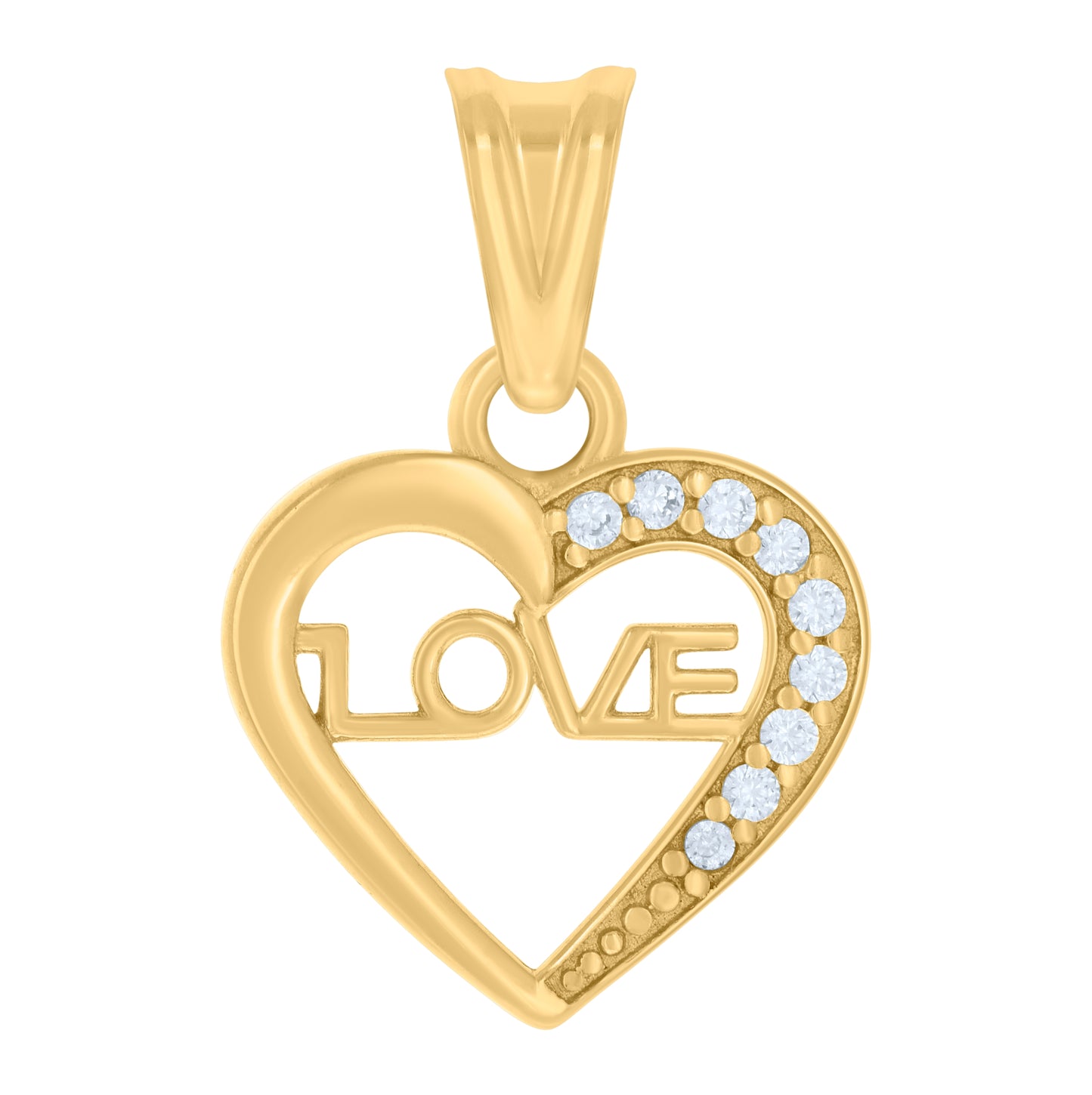10K Yellow Gold Womens Cubic-Zirconia LOVE Heart Charm Pendant