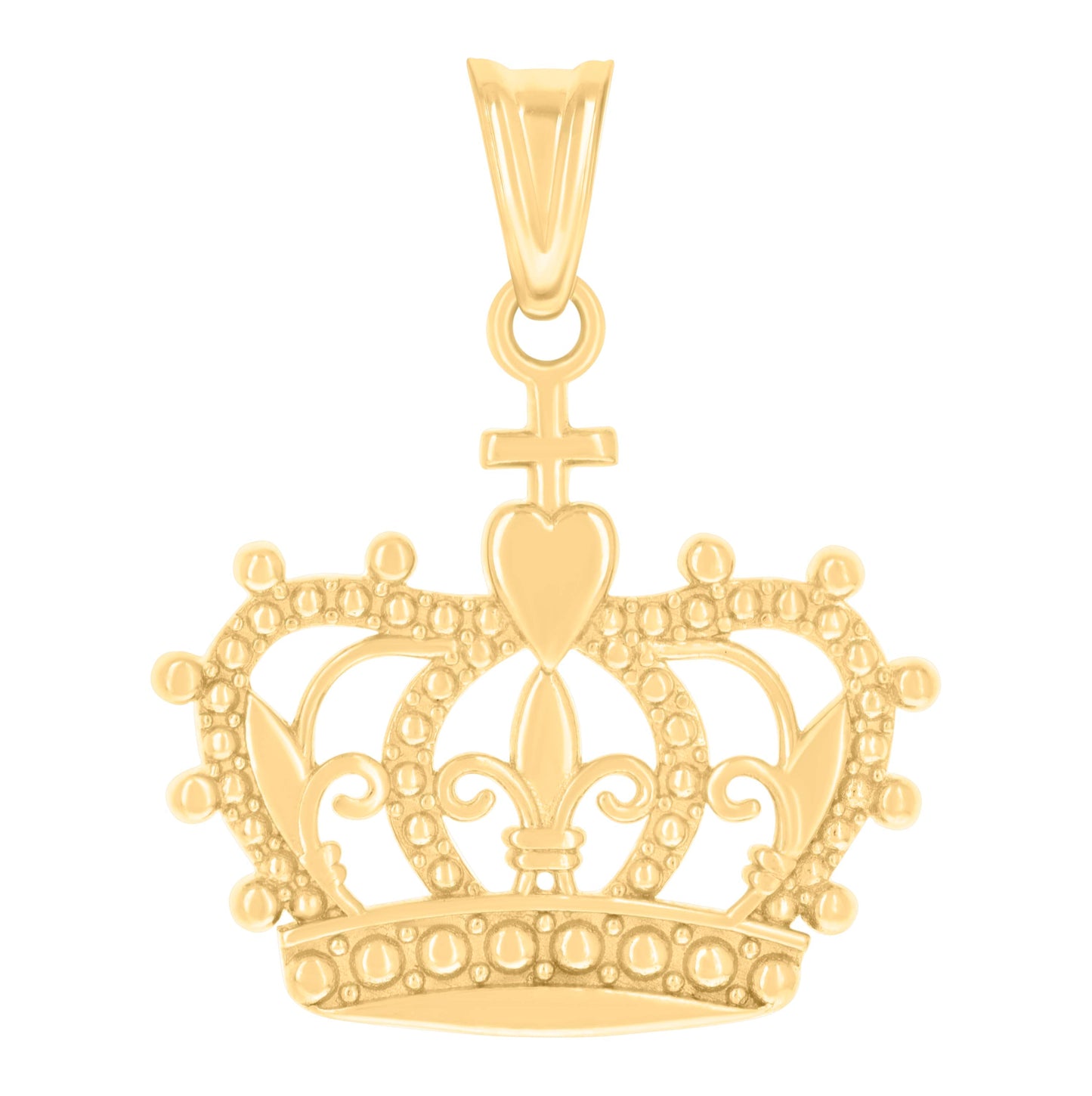 10K Yellow Gold Unisex Crown Fashion Charm Pendant