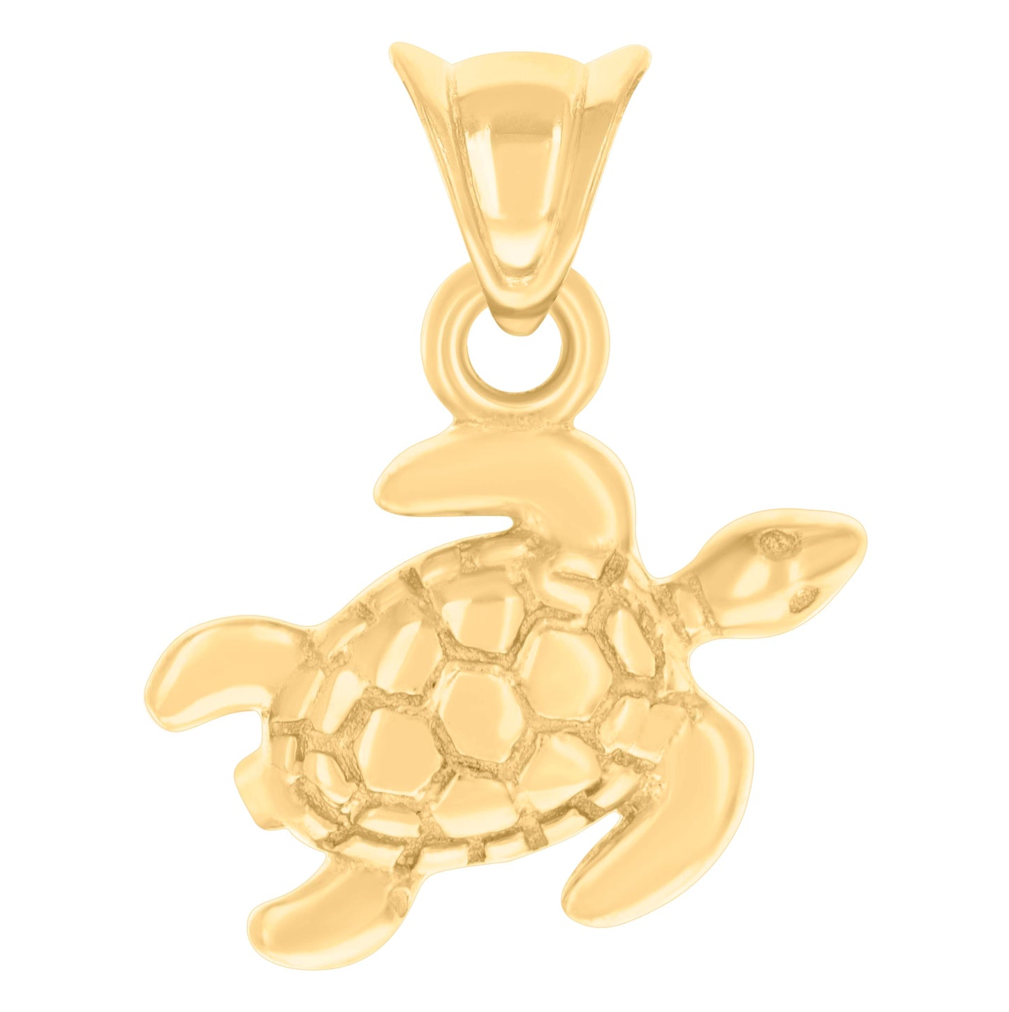 10K Yellow Gold Unisex Good Luck Turtle Animal Ocean Charm Pendant