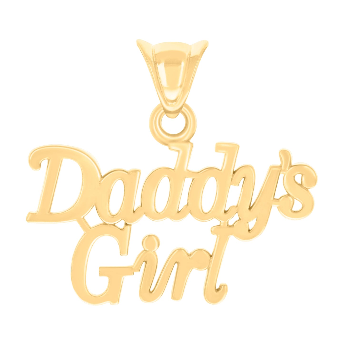 10K Yellow Gold Womens Daddys Girl Family Talking Charm Pendant