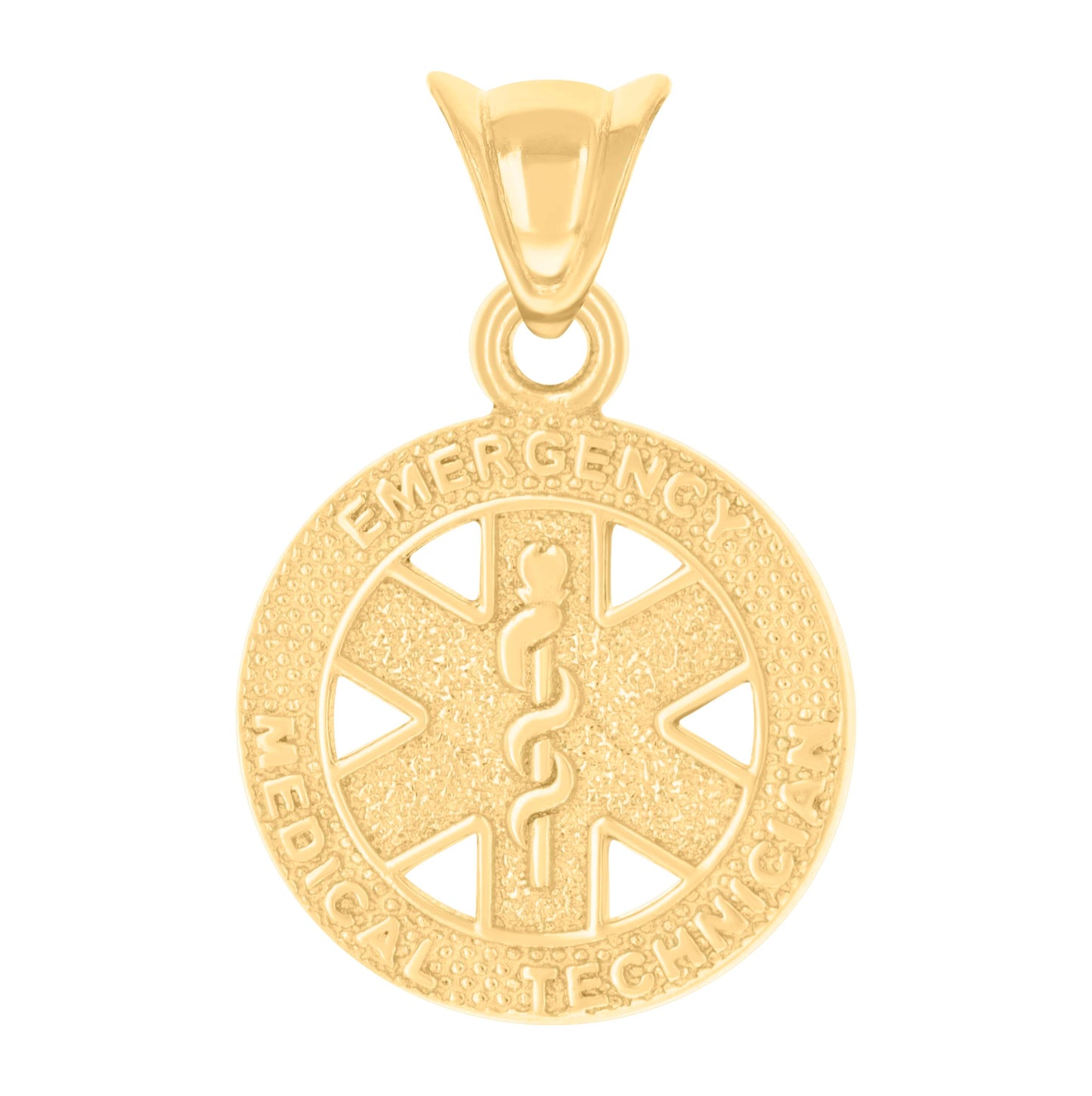10K Yellow Gold Unisex EMT Badges Occupation Charm Pendant