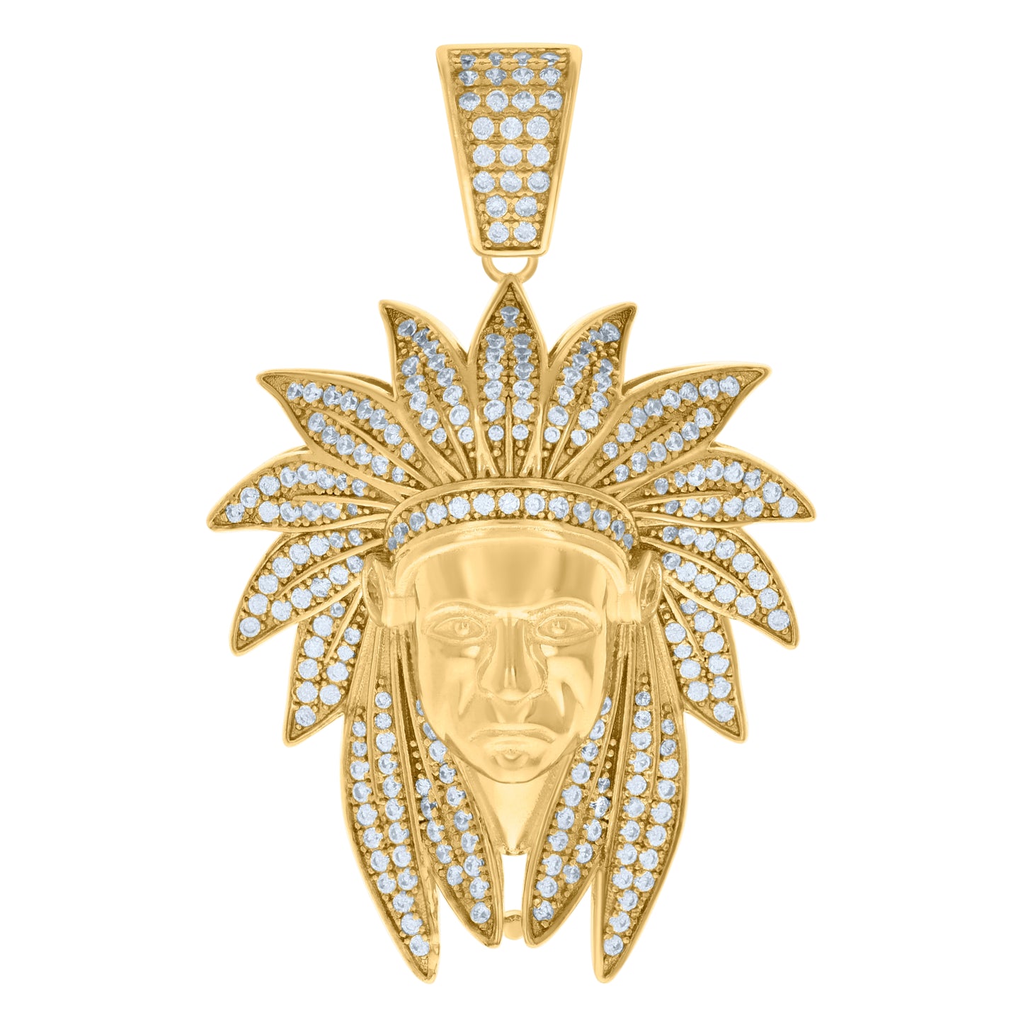 Sterling Silver Yellow-tone Mens Cubic-Zirconia Native American Fashion Charm Pendant