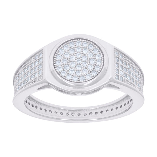 Sterling Silver Men's Cubic-Zirconia Fashion Bridal Anniversary Wedding Engagement Band Ring